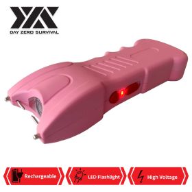 25 Million Volts Stun Gun Rechargeable with LED Flashlight (Color: Pink)