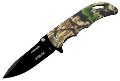7.25" Defender Black Blade & Woods Camo Handle Design Spring Assisted Knife with Belt Clip